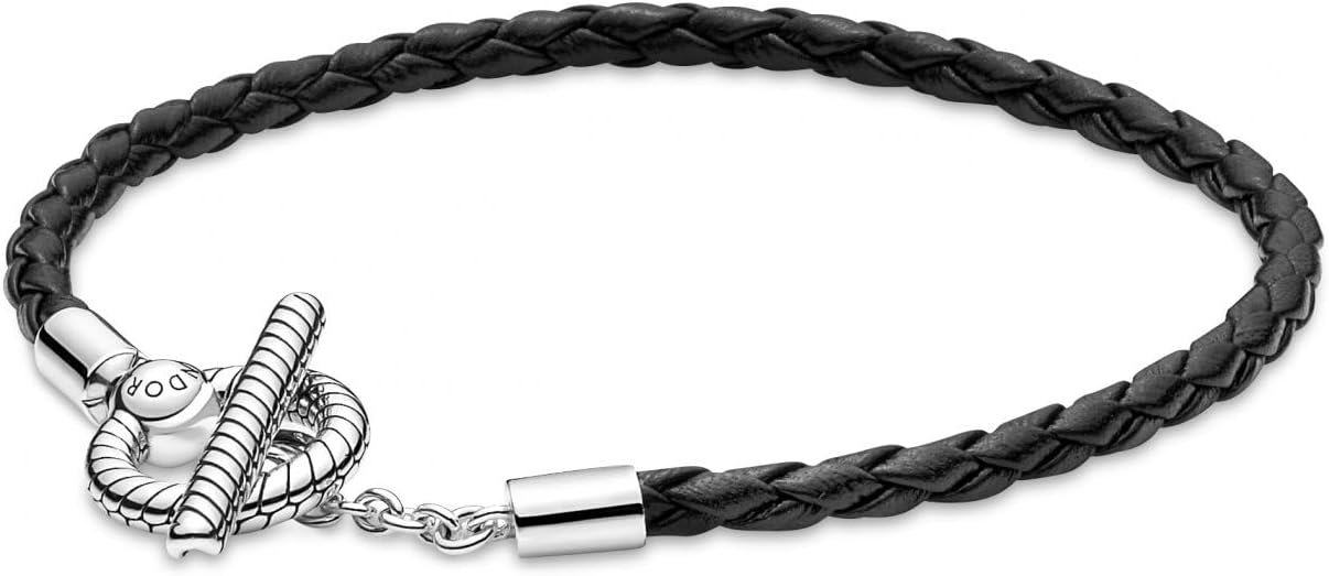 Pulsera Pandora Moments de Cuero Trenzado con Cierre en forma de T 591675 PANDORA C01 17,5 MUJER