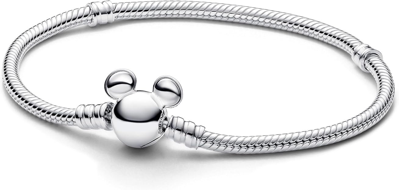 Disney - Pulsera de plata de ley con clip Mickey Mouse Plata de ley 925 Pulsera para mujer