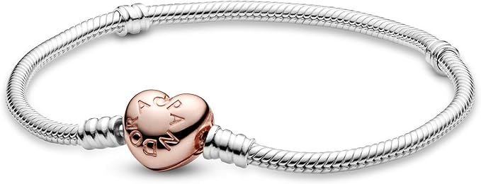 Pulsera Pandora Moments con cierre de Corazón y Diseño Cadena de Serpiente 580719 PANDORA PLATA 21 MUJER