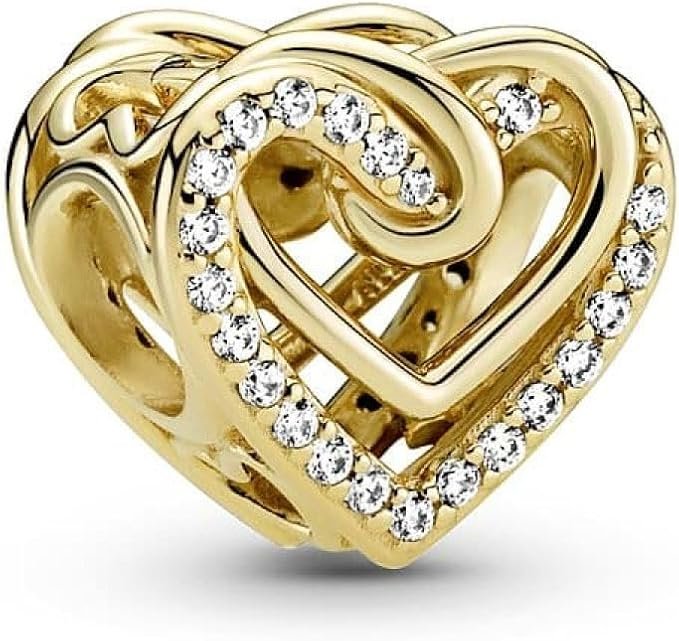 Este Charm Corazones Entrelazados Brillantes es el regalo adecuado para alguien con un corazón: de oro